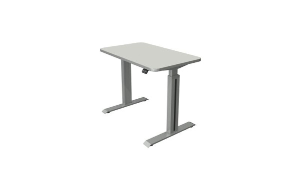 Kerkmann Steh-/Sitztisch B 1000 x T 600 mm, silber, elektrisch höhenverstellbar von 740 - 1230 mm, lichtgrau/silber, 10175311