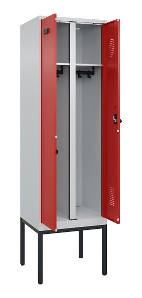 C+P Schwarz-Weiß-Spind Evolo PLUS, Gestell, 2 Abteile, 2120x600x500mm, 7035/3020, Drehriegel, 0490327-20 S10005