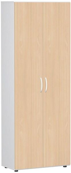 geramöbel Flügeltürenschrank mit Standfüßen, inkl. Türdämpfer, nicht abschließbar, 800x420x2160, Buche/Weiß, S-386002-BW