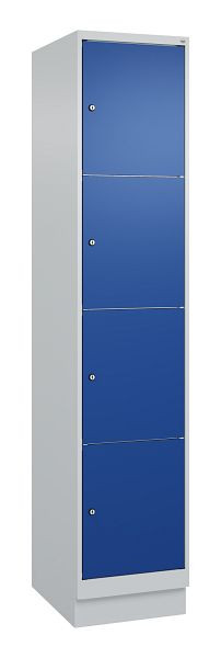 C+P Schließfachschrank Classic PLUS, Sockel, 1950x400x500mm, 7035/5010, mit 4 Fächern, 080020-124 S10003
