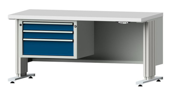 ANKE Werkbänke Arbeitstisch LIFT mit Unterbau, Modell 603 VL, 1500 x 800 x 740-1140 mm, RAL 7035/5010, KSP 40 mm, 405.271