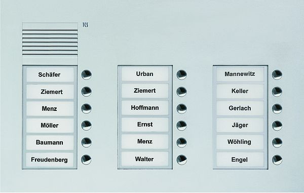 TCS Audio Außenstation Serie PUK 18 Klingeltasten (rechtsbündig), 3-spaltig, UP silber, PUK18/3-EN