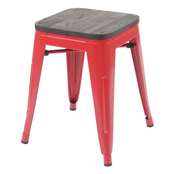 Mendler Hocker HWC-A73 inkl. Holz-Sitzfläche, Metallhocker Sitzhocker, Metall Industriedesign stapelbar, rot, 74910