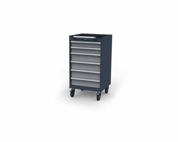Simplaflex Mobiler Schubladenschrank mit 6 Schubladen 2x100 und 4x150 mm, B x T x H 600x575x1090 mm, CL6H090240M