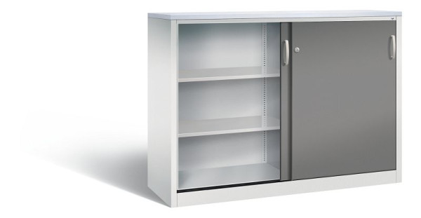C+P Sideboard mit Schiebetüren Acurado, H1200xB1600xT500mm, Farbe: Lichtgrau / Vulkangrau, Bügelgriff, 3 OH, 2157-1200 S10269