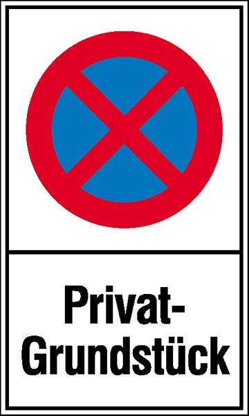 SafetyMarking Haltverbotsschild, Symbol: Absolutes Haltverbot, Text: Privat-Grundstück, BxH 40x60 cm, Aluminium, 11.5573