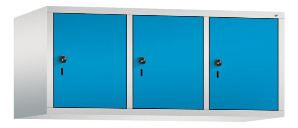 C+P Aufsatz-Garderobenschrank Evolo, 3 Abteile, H500xB1200xT500 mm, Lichtgrau/Lichtblau, 48090-32 S10002