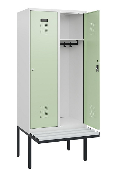 C+P Spind Evolo PLUS, 2 Abteile, 1950x800x815mm, 9016/6019, Zylinderschloss, Material Sitzfläche Kunststoff, 0490405-22 S10100