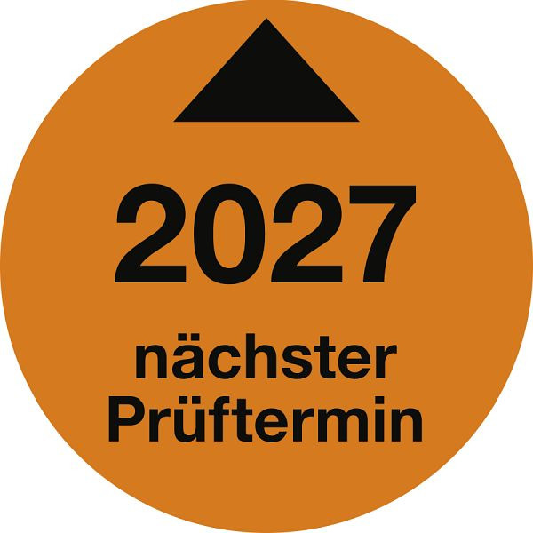 Moedel Prüfplakette Nächster Prüftermin 2027, Folie, Ø 30 mm, VE: 10 Stück/Bogen, 106243