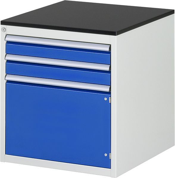 RAU Schubladenschrank Serie 7000, B580xT650xH640mm, Schubladen: 2xH90mm, Flügeltür H360mm, Arbeitsplatte melaminharzbeschichtet, 03-L3.5AR-M.11