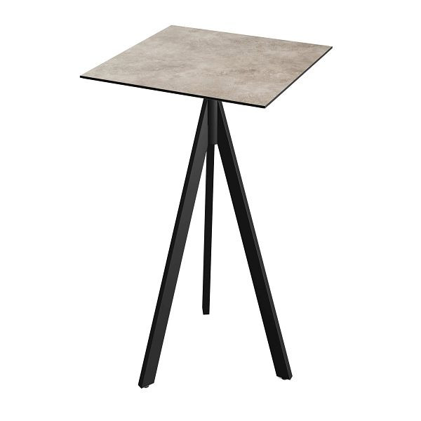 Feros Infinity Tripod Stehtisch Schwarz frame + Moonstone HPL Tischplatte 70x70 cm, 140041377