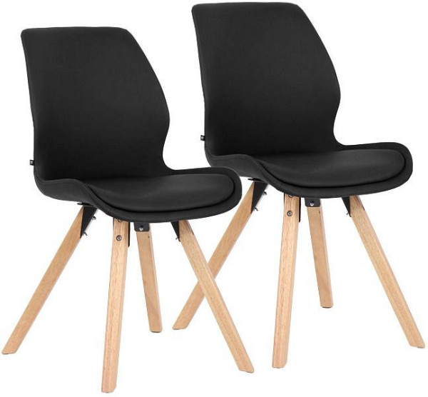 CLP 2er Set Stuhl Luna Kunstleder, schwarz, 322281