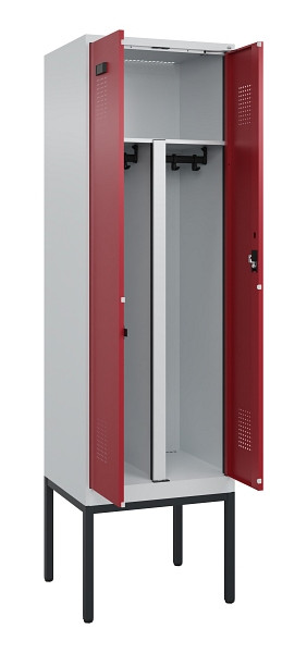 C+P PSA Doppel-Spind Evolo PLUS, Gestell, 2 Abteile, 2120x600x500mm, 7035/3003, Zylinderschloss, 0490327-20P S10031