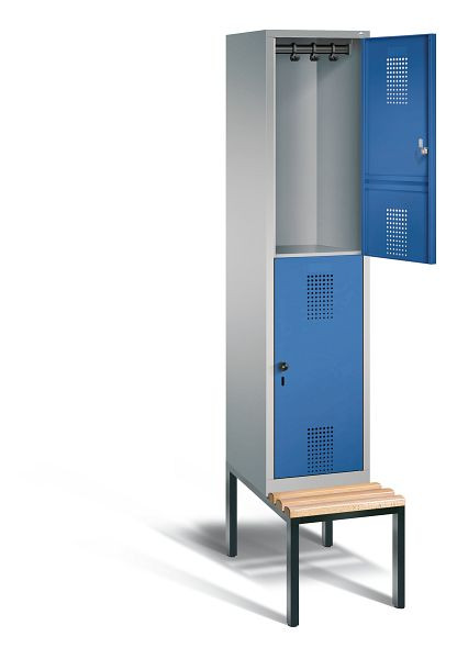 C+P Spind doppelstöckig Evolo, H2090xB420xT815mm, Farbe: Weißaluminium / Enzianblau, 48350-12 S10073