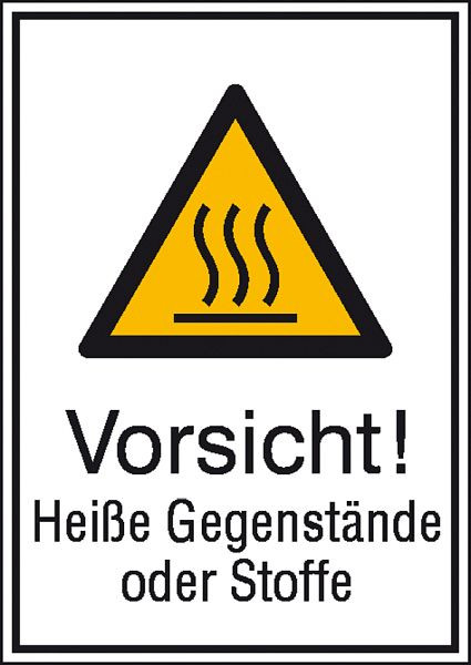 SafetyMarking Warn-Kombischild, Vorsicht! Heiße Gegenstände oder Stoffe, BxH 13,1x18,5 cm, Folie, selbstklebend, 21.0440