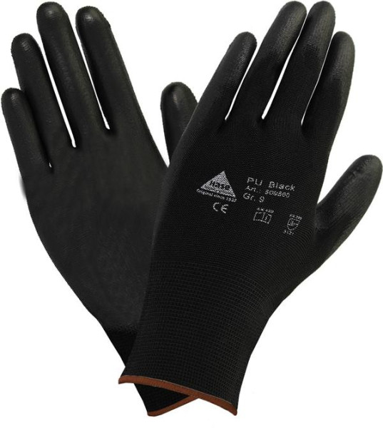 Hase Safety Feinstrick Handschuh mit Soft-PU Beschichtung, schwarz, Größe: 10, VE: 10 Paar, 509560-10