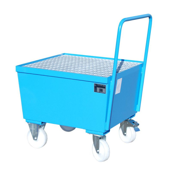 STEIN HGS Fahrbare Auffangwanne AW-F, 3mm Stahlblech, für 200l-Fässer, 215 Liter, RAL 5012 lichtblau, lackiert, 1x 200 Liter Fass, 79204.0003