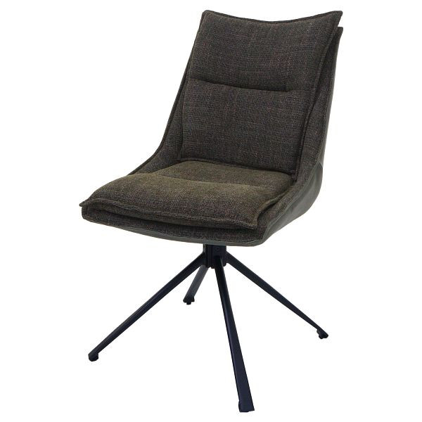 Mendler Esszimmerstuhl HWC-N71, Küchenstuhl, drehbar Auto-Return, Stoff/Textil (420g/m²) Öko-Tex, grün, 108455