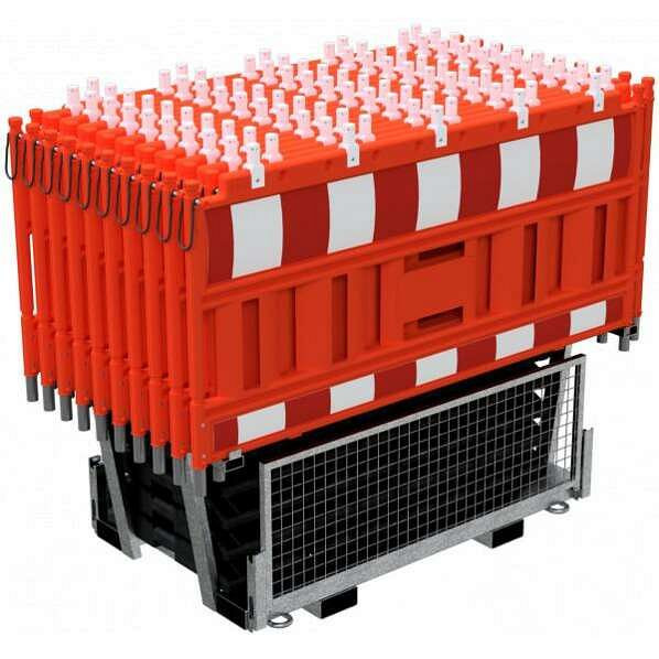 Schake Absperrschrankengitter SET4, 1x Twinpalette für Absperrschrankengitter und Fußplatte, 20x Absperrschrankengitter, rot, 33420KA-O-SET4