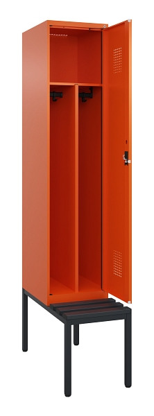 C+P Spind Evolo PLUS, 1 Abteile, 2120x400x815mm, 2004/2004, Haken 4, Zylinderschloss, Sitzfläche Kunststoff, Sitzbank, Trennwand, 0490507-12F S10103