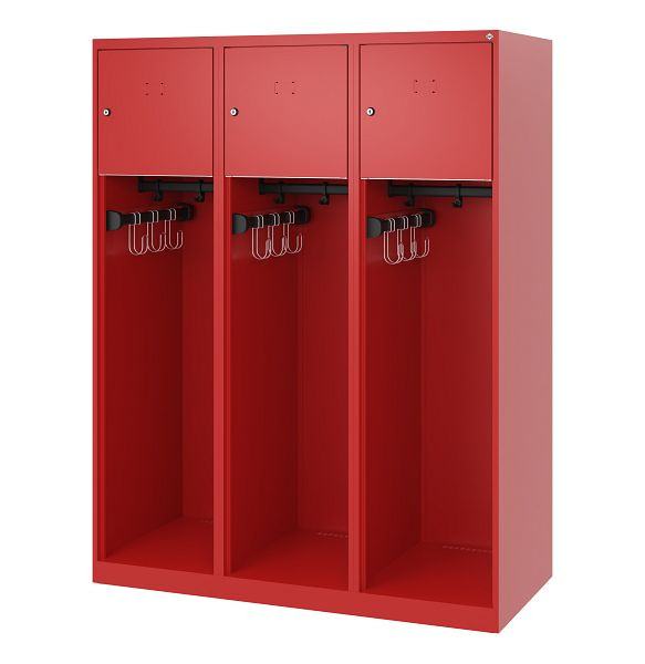 C+P Feuerwehrspind Evolo, Modell YOUNGSTER, 3 Abteile, H1530xB1200xT500 mm, Feuerrot, 0490015-32 S10002