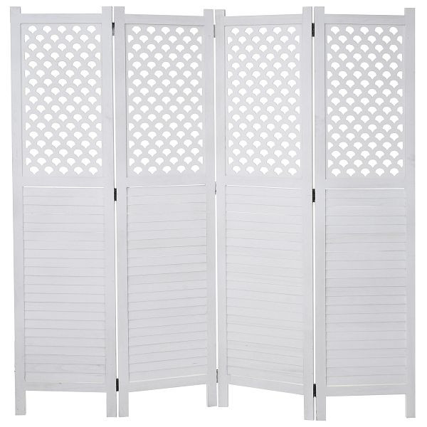 Mendler Paravent HWC-A84, Raumteiler Trennwand Sichtschutz, Ornamente 170x161cm, weiß, 59914