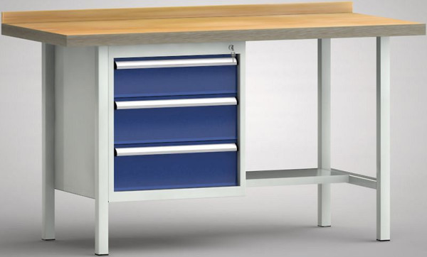 KLW Profi-Werkbank - 1500 x 700 x 905 mm L x T x H (ERGO-Version), links 150EA/175EA/175EA, WP118E-1500M45-E1631