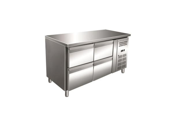 Gastro-Inox Edelstahl GN Kühltisch mit 4 Schubladen, Umluftkühlung, 202.229