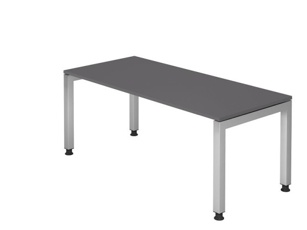 Hammerbacher Schreibtisch U-Fuß eckig 180x80cm Graphit, Rechteckform, schwebende Platte, VJS19/G/S