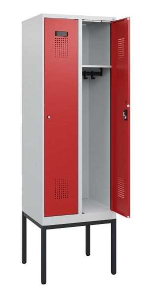 C+P Spind Evolo PLUS, Gestell, 2 Abteile, 1950x600x500mm, 7035/3000, Zylinderschloss, 0490305-20 S10024