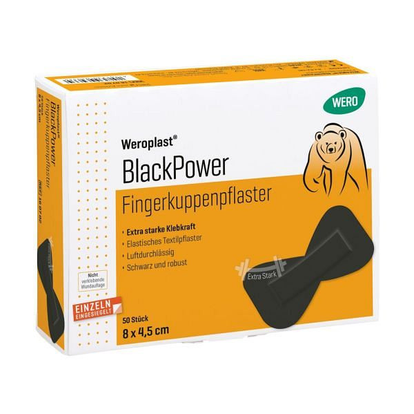 WERO Weroplast BlackPower Fingerkuppenpflaster 8 x 4,5 cm, VE: 50 Stück, 160702