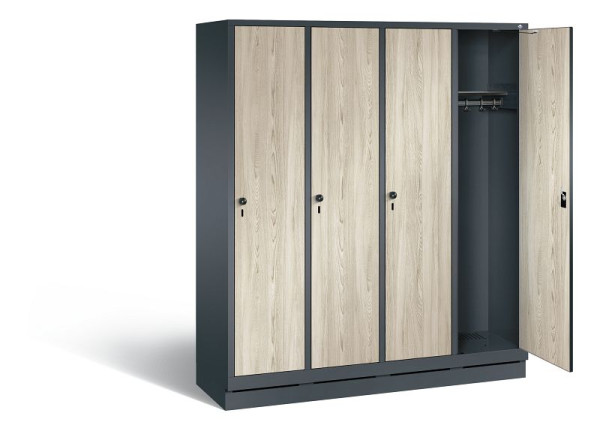 C+P Garderobenschrank Evolo, H1800xB1590xT500mm, Farbe: Anthrazitgrau / Dekor Sen-Esche, 48020-42 S10633