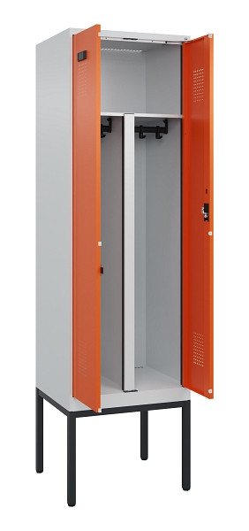 C+P PSA Doppel-Spind Evolo PLUS, Gestell, 2 Abteile, 2120x600x500mm, 7035/2004, Zylinderschloss, 0490327-20P S10029