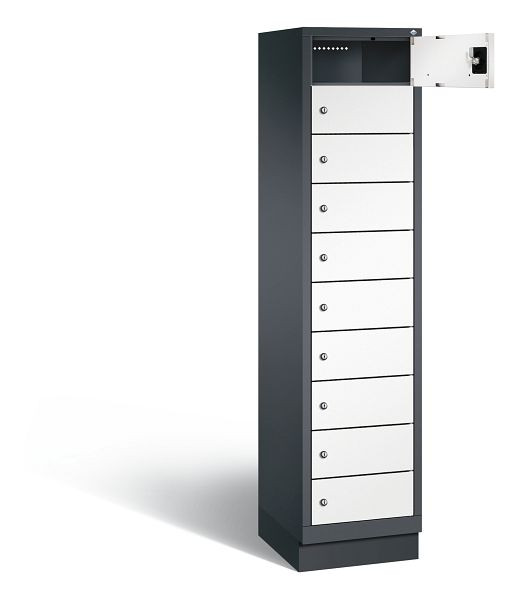 C+P Schließfachschrank Evolo, H1850xB420xT500mm, Farbe: Schwarzgrau / Verkehrsweiß, 48020-1210 S10153