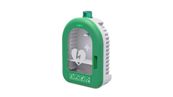MedX5 Universal AED-PVC-Innenwandkasten mit akustisch und optischen Alarm, grün, 1-50318