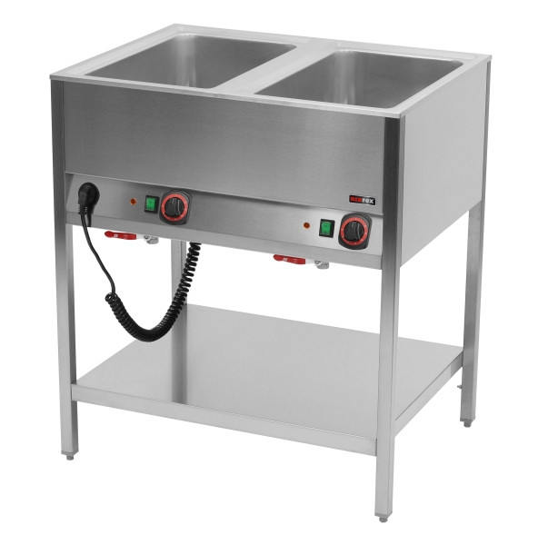 A&S Gastro Bain-Marie-Station 2x GN 1/1, aus Edelstahl, BMSD-2120