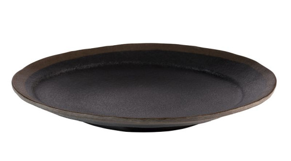 APS Teller -MARONE-, Ø 20,5 cm, Höhe: 2,5 cm, Melamin, schwarz, mit braunem Rand, 84729