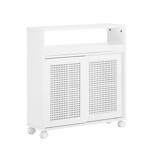 SoBuy Toilettenschrank mit Toilettenpapierhalter und einer Tür Weiß 65x31x70 cm, Funktional, BZR119-W
