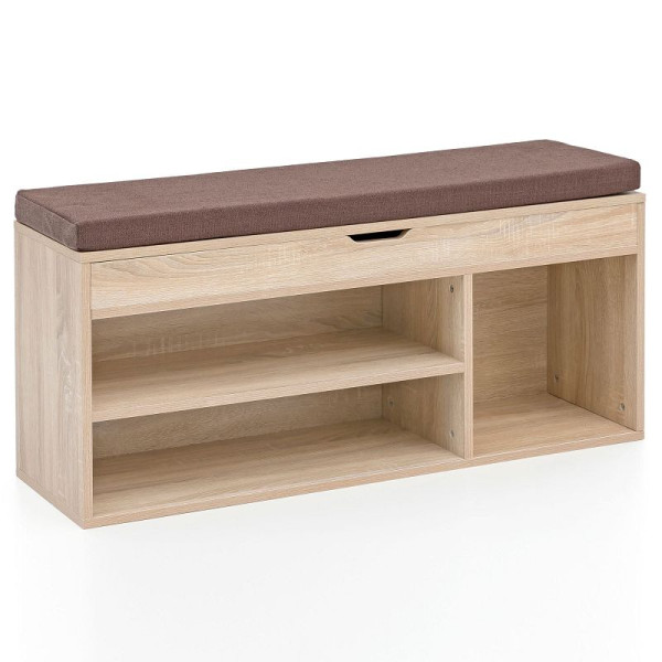 Wohnling Schuhbank mit Sitzfläche Garderoben-Bank Holz 104x51x32 cm Sonoma, WL5.344