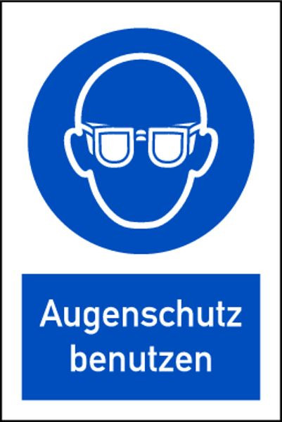 Schilder Klar Kombischild Augenschutz benutzen DIN EN ISO 7010, 200x300x0.45 mm Aluminium geprägt, 629/22