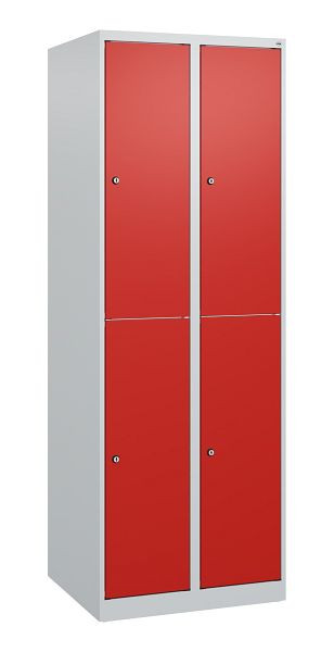 C+P Doppelstöckiger Spind Classic PLUS, 2 Abteile, 1700x600x500mm, 7035/3020, Zylinderschlösser, 0803007-20 S10015