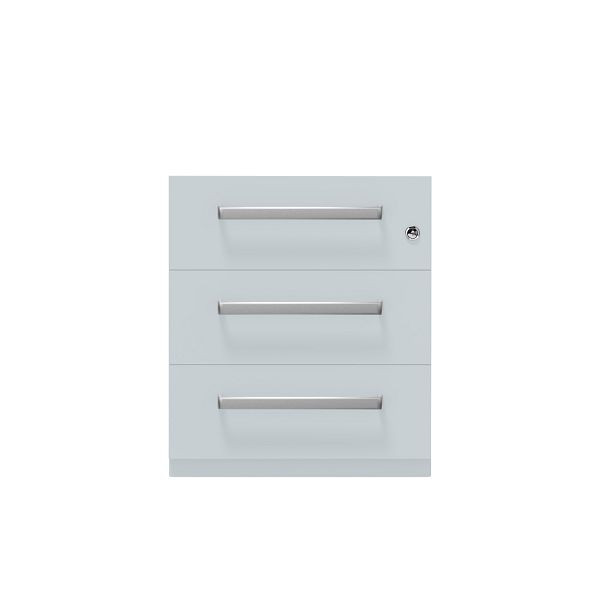 Bisley Rollcontainer Note™, 3 Schubladen, Tiefe 565 mm, Designgriff, 145 lichtgrau antibakteriell, NWH59M7SSS145