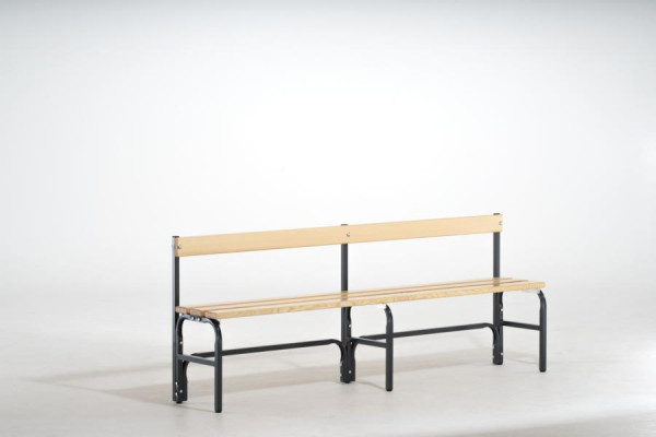 SYPRO Sitzbank mit Rückenlehne (Typ F) 200, einseitig, Stahl/ Holz, anthrazit, 131349