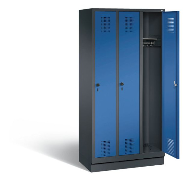 C+P Garderobenschrank Evolo, H1800xB900xT500mm, Farbe: Schwarzgrau / Enzianblau, 48020-30 S10148
