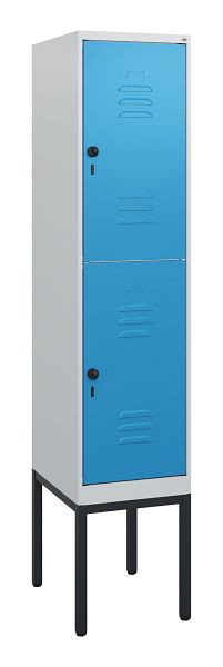 C+P Doppelstöckiger Spind Classic PLUS, Gestell, 1950x400x500mm, 7035/5012, Drehriegel, 0803305-12 S10004