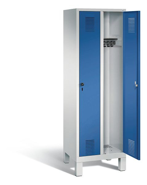C+P Garderobenschrank Evolo, H1850xB610xT500mm, Farbe: Lichtgrau / Enzianblau, 48010-20 S10005