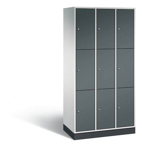 C+P Schließfachschrank Intro, 9 Fächer, H1950xB920xT490 mm, Grau/Anthrazit, 8370-301 S10076