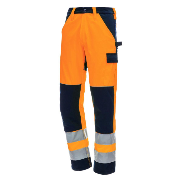 NITRAS MOTION TEX VIZ, Warnschutz - Arbeitshose, Bundhose, Größe: 110, Farbe: neonorange/marineblau, VE: 10 Stück, 7571-4121-110