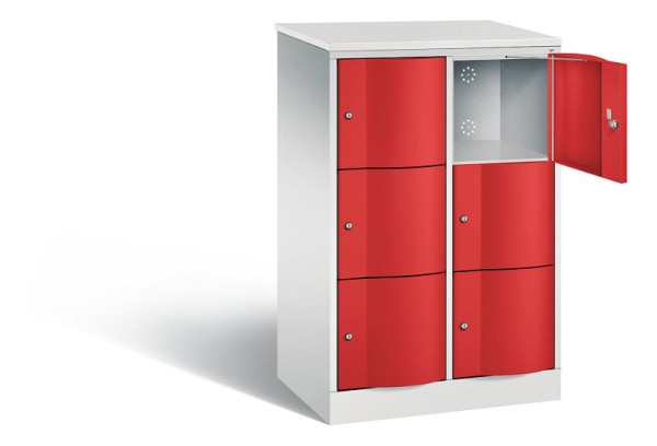 C+P Schließfachschrank Resisto, H1255xB772xT540mm, Farbe: Lichtgrau / feuerrot, 8573-272 S10498