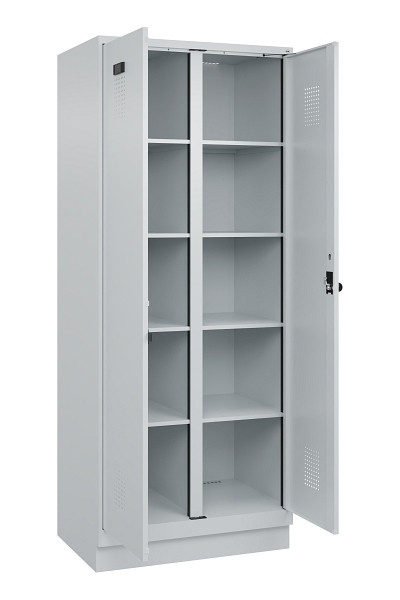 C+P Wäsche-Spind Evolo PLUS, mit Sockel, 2 Abteile, 1950x800x500mm, 7035/7035, Verschluss Drehriegel, 049022-22B S10013